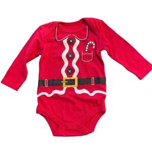 Santa One Piece Long Sleeve Christmas Holiday 3-6 Months
